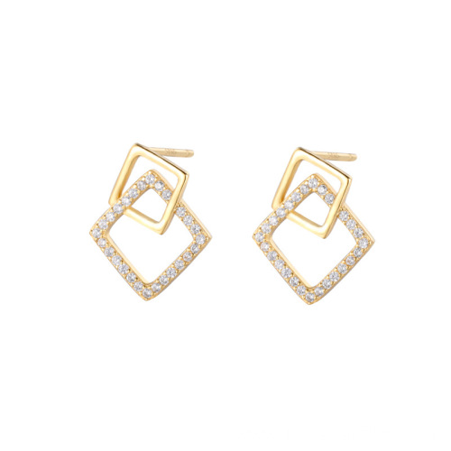 Silver 925 Square Earrings Big Statement Earrings